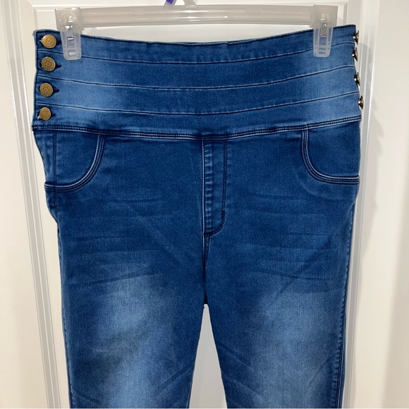 Tissini Womens Colombian Butt Lifting Stretch Jeans size 13 4 side buttons - Picture 11 of 11